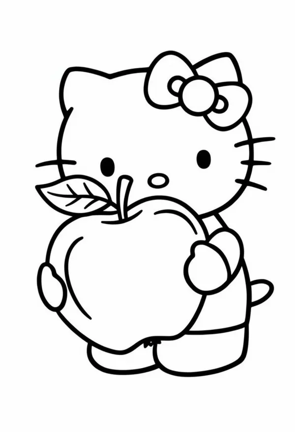 Bức tranh tô Hello Kitty chăm hoa trong vườn