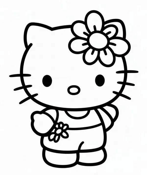 Tranh tô màu cô mèo trắng chạy đua với bạn