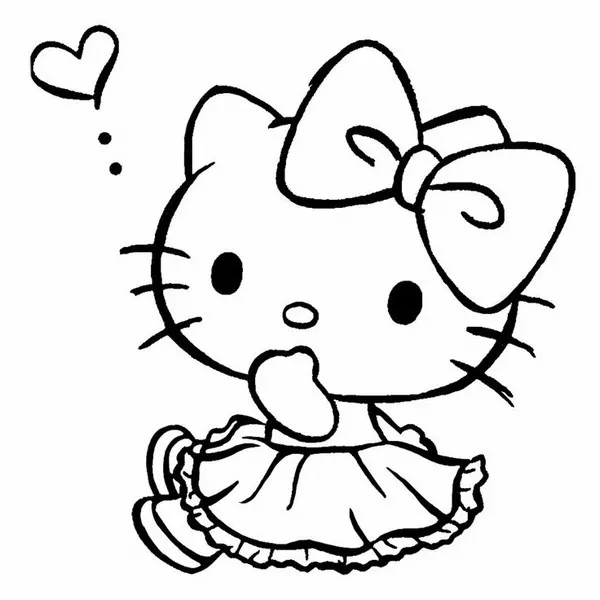 Hình tô màu Hello Kitty vẽ tranh trên giá vẽ cho trẻ