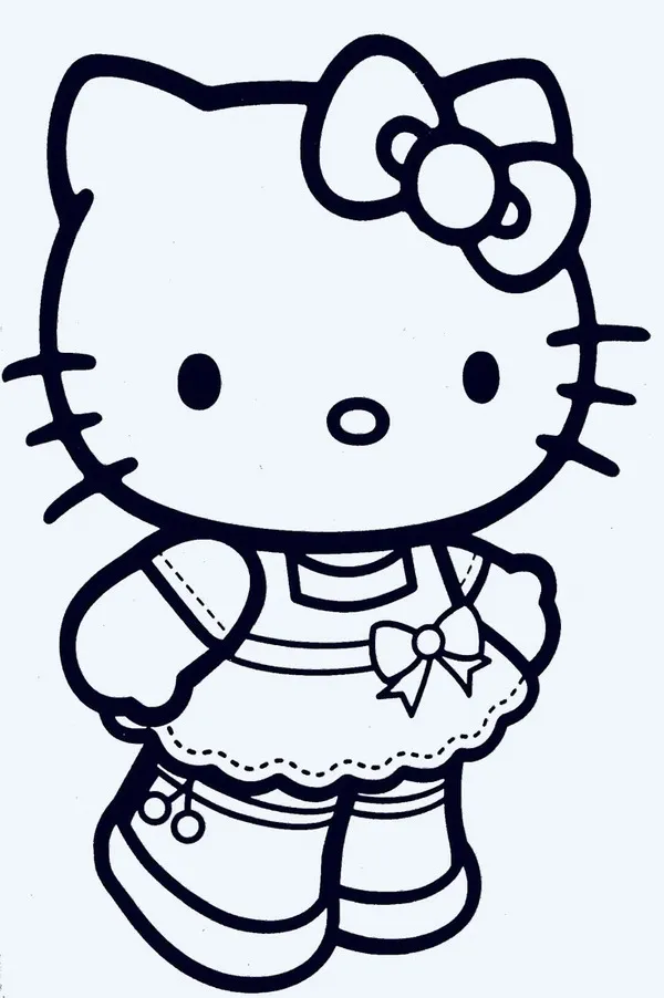 Tranh tô Kitty chơi đàn piano cho trẻ em