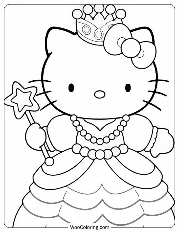 Trang tô màu Kitty mặc váy hồng phấn cho trẻ