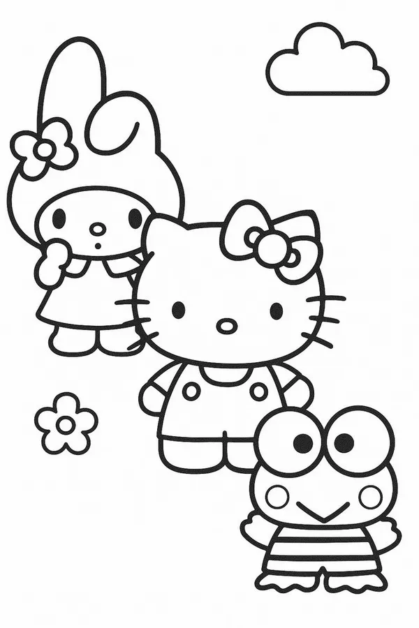 Trang tô Hello Kitty cùng bạn học dễ thương