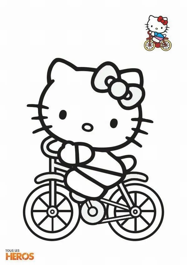 Hình tô màu Kitty cầm hoa tặng mẹ