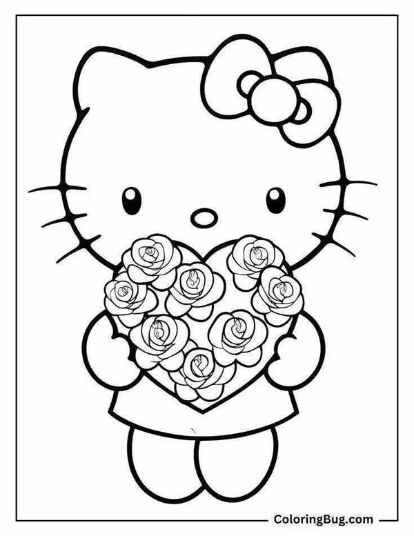 Hình tô màu Hello Kitty với nụ cười hiền dịu
