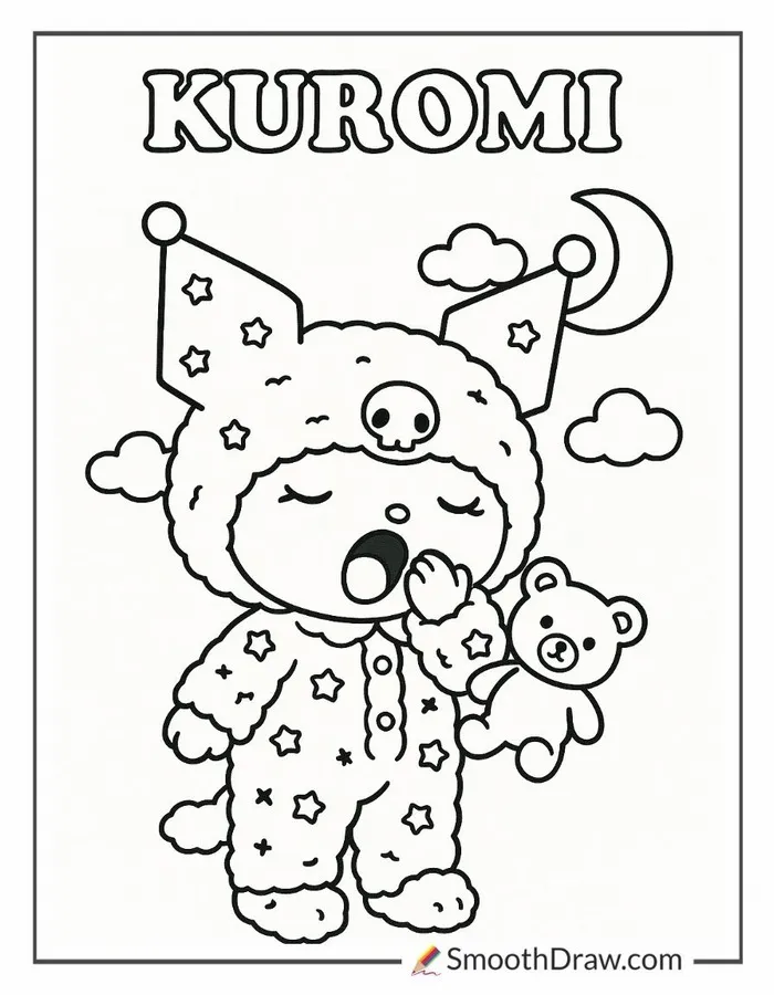 Bức tranh tô Kuromi và My Melody biểu diễn nhạc cụ vui nhộn.