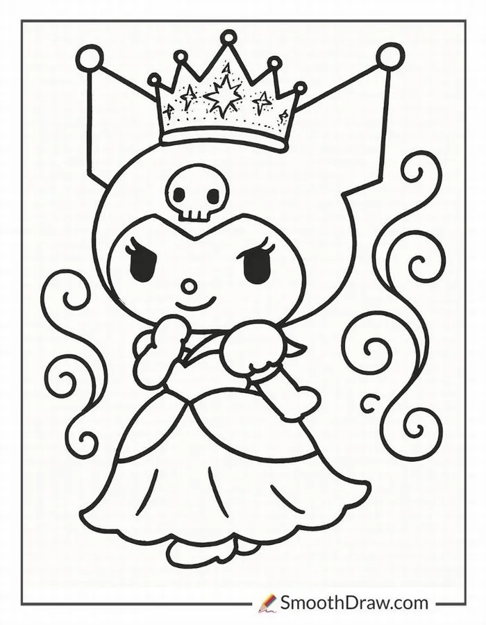 Hoạt động tô màu Kuromi Sanrio giúp bé học cách thể hiện cảm xúc.