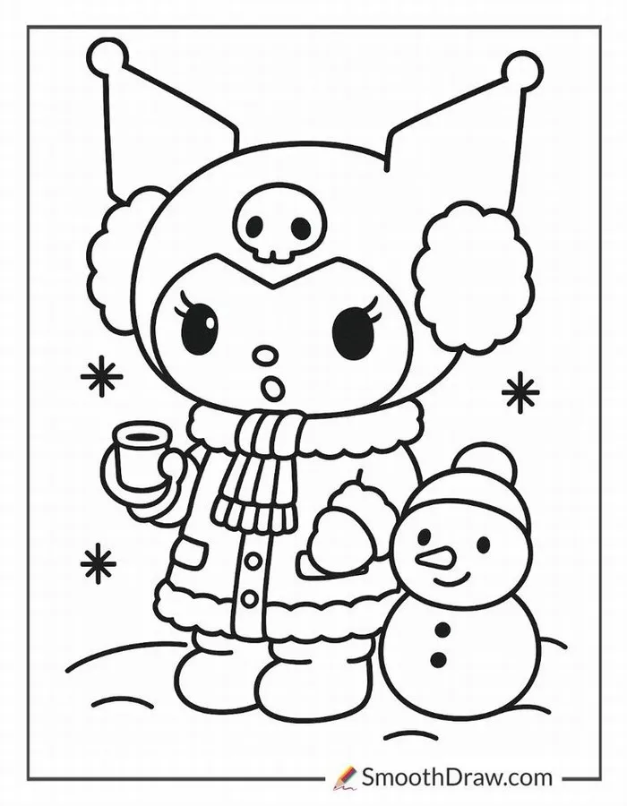 Tranh tô Kuromi cùng bạn Baku nhảy múa trong đêm Halloween.