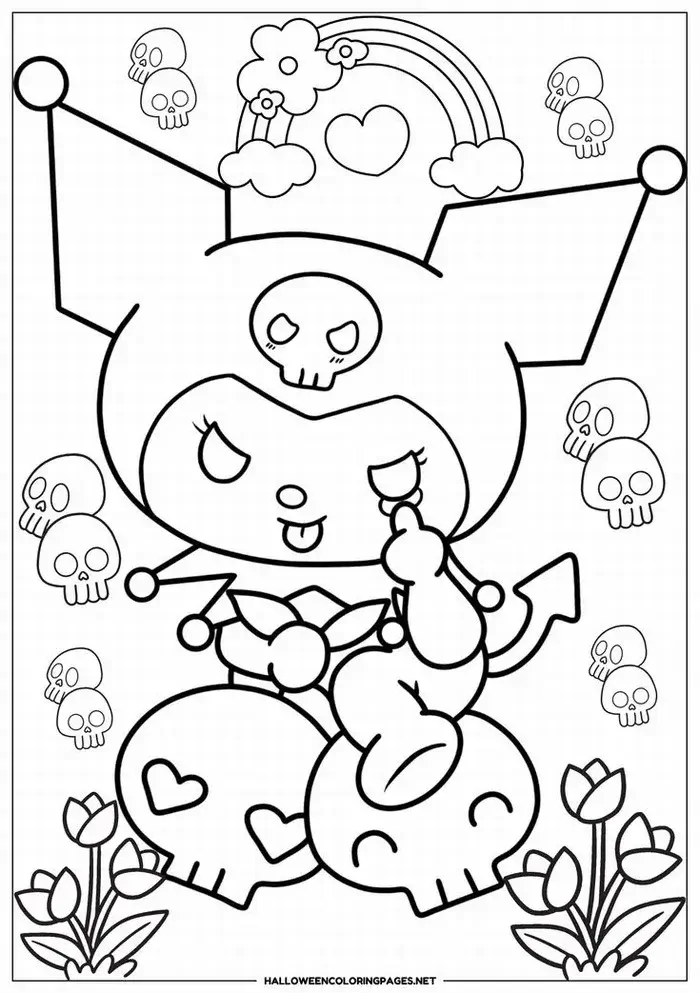 Tranh tô màu Kuromi Sanrio là lựa chọn hoàn hảo cho giờ tô màu.