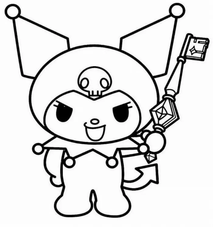 Bức tranh tô Kuromi cho trẻ em luyện khả năng cầm bút chắc.