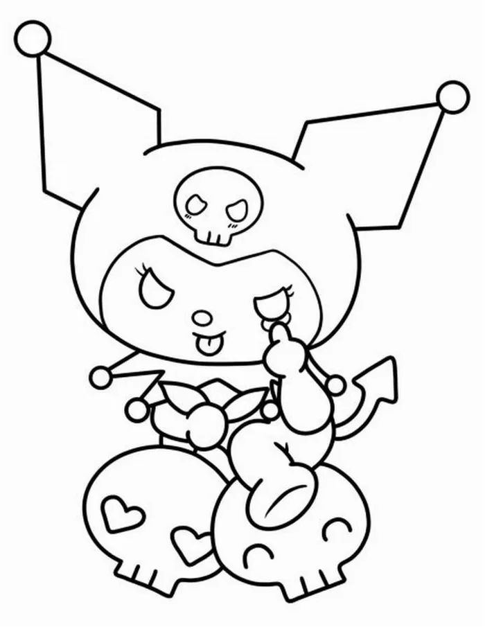 Trang tô Kuromi đáng yêu với biểu cảm cười tinh nghịch.