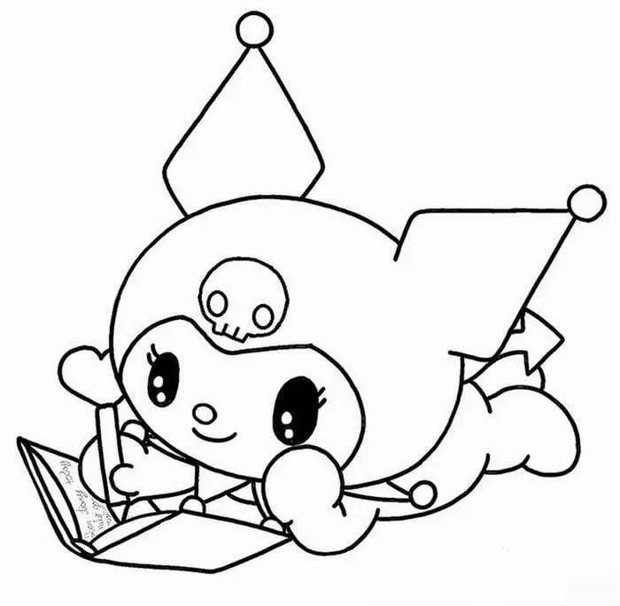 Hình tô Kuromi Sanrio trong khung cảnh bí ẩn và ngọt ngào.