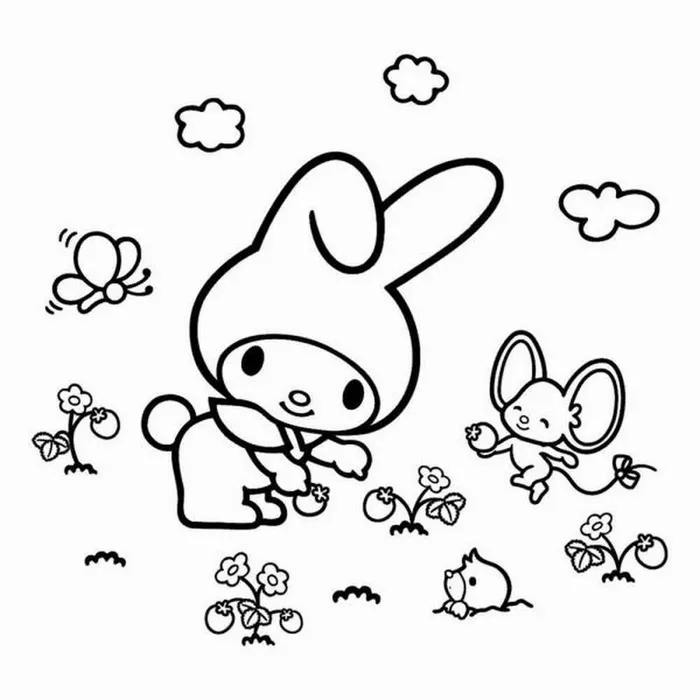 Tranh tô Kuromi Sanrio trong khung cảnh đêm lễ hội lung linh.