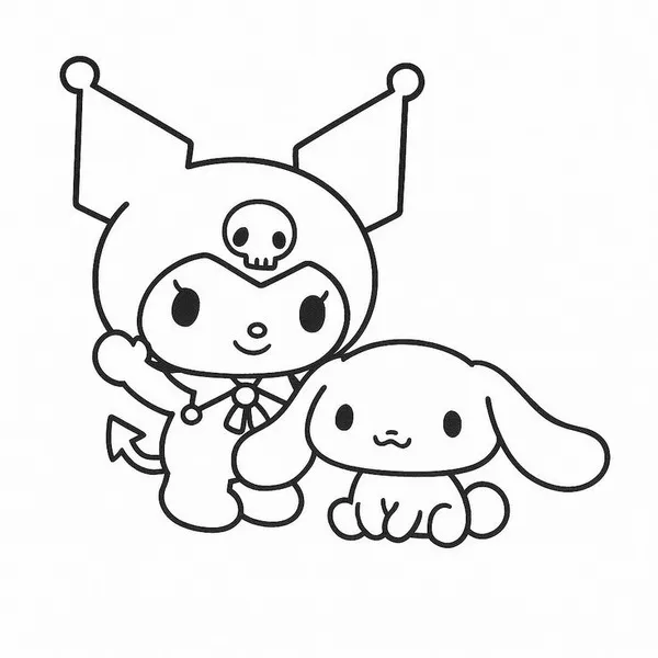 Tranh tô màu Kuromi và Cinnamoroll đáng yêu cho bé gái sáng tạo Tranh tô màu Kuromi và Cinnamoroll đáng yêu cho bé gái sáng tạo