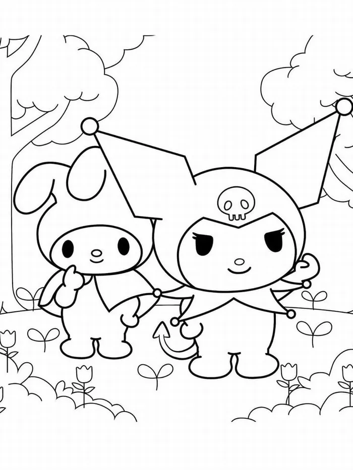 Tranh tập tô Melody ôm thỏ con nhỏ xinh xắn