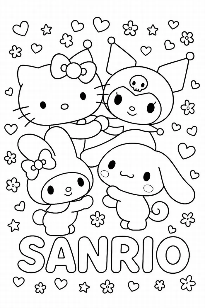 Tô màu sáng tạo My Melody đọc sách dưới gốc cây cho trẻ