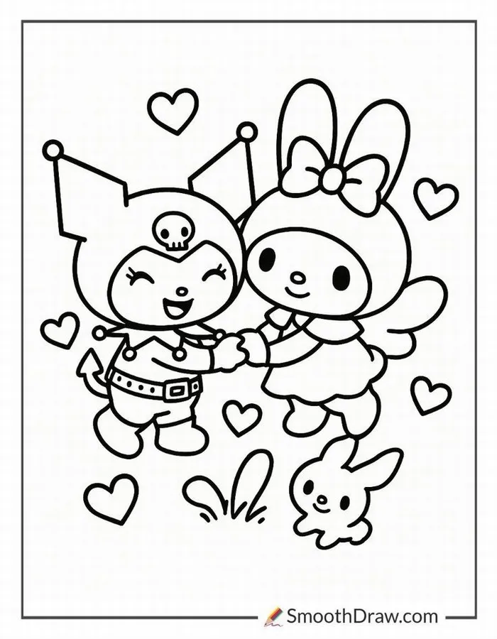 Bức tranh tô Kuromi mũ sọ người tạo dáng cá tính