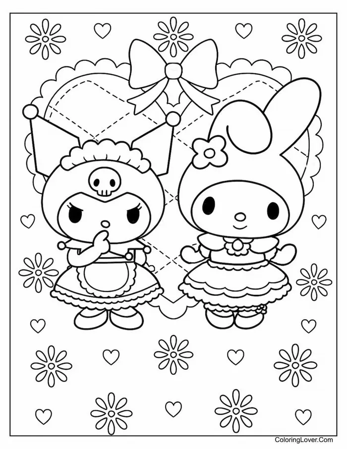 Tranh tô màu Kuromi nhảy múa trên sân khấu lấp lánh