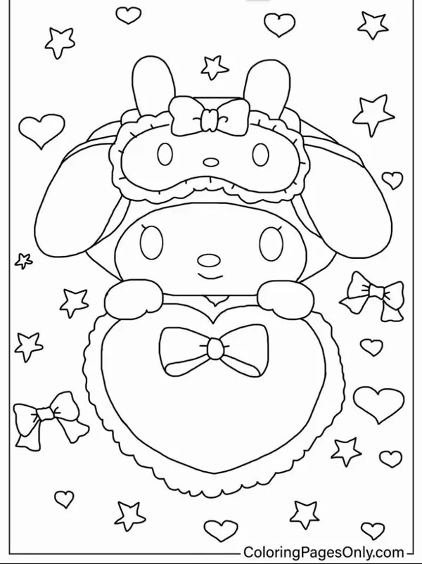 Hình tô màu My Melody picnic cùng bạn vui vẻ