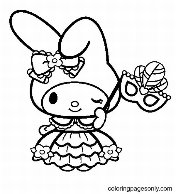 Tranh tập tô My Melody màu hồng đậm nhạt hài hòa