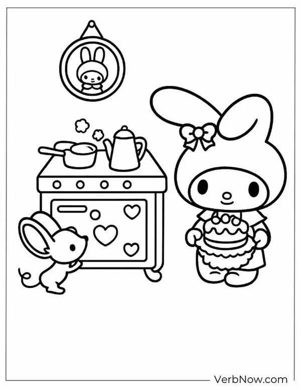 Tranh tô màu My Melody cùng Hello Kitty vui nhộn