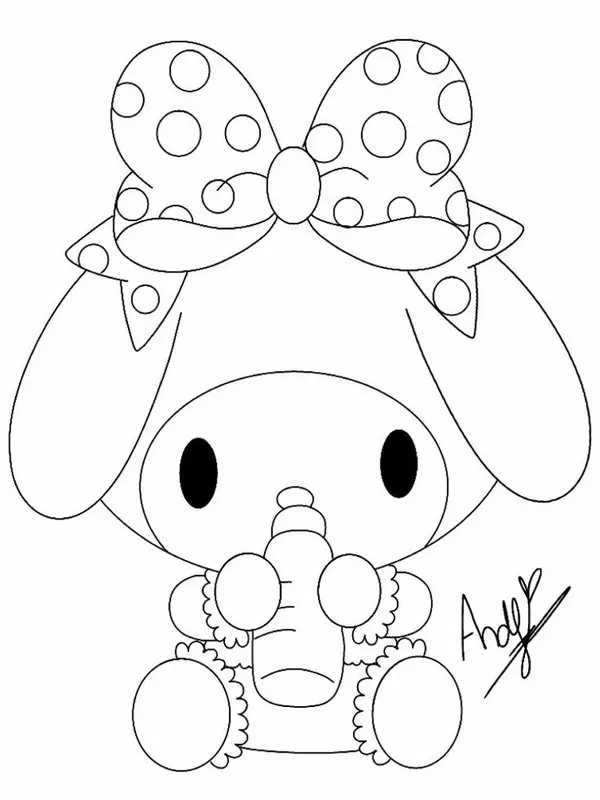 Hoạt động tô màu thỏ hồng đáng yêu cùng Kuromi