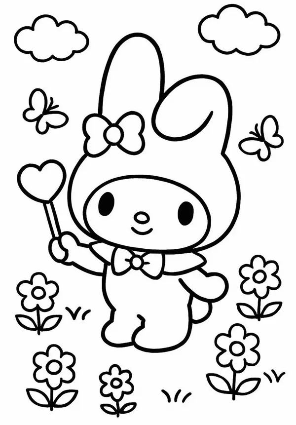 Trang tô màu nhân vật Sanrio mắt láy ngây thơ cho trẻ
