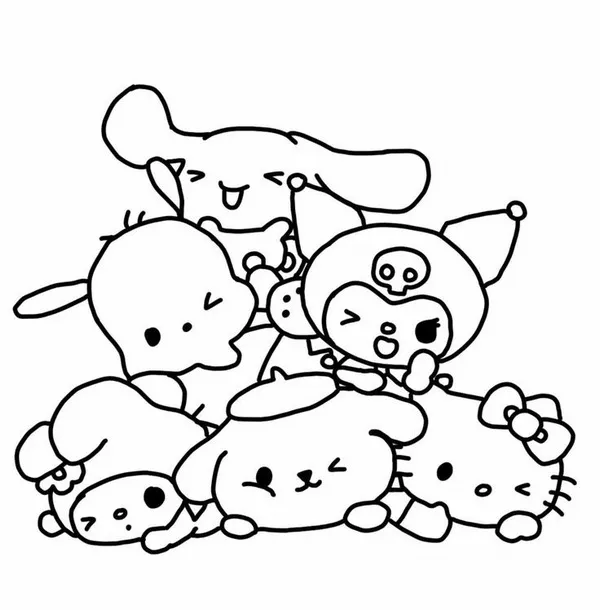 Tranh tập tô My Melody cùng bạn bè vui vẻ cho trẻ