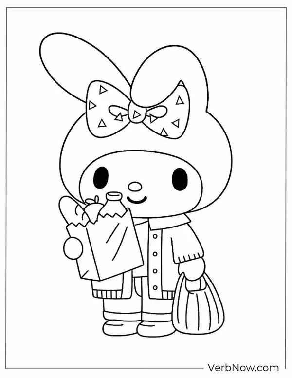 Hình tô màu cô thỏ Sanrio hiền lành cho trẻ