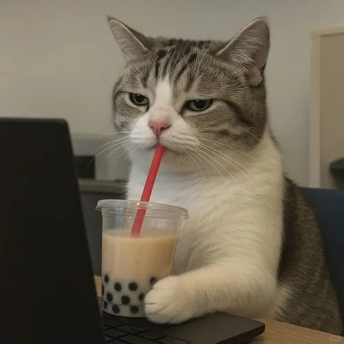 Hình troll hút trà sữa mà quên ống hút