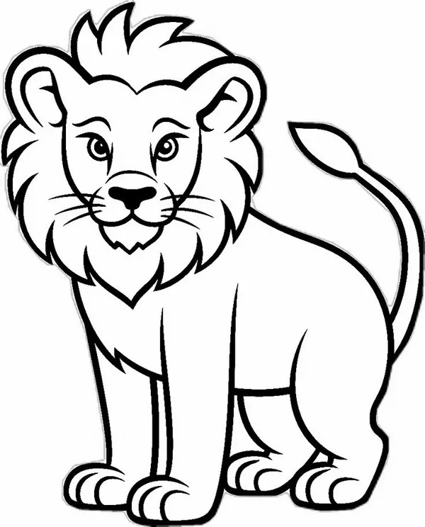 Trang tô màu vua rừng xanh với bờm vàng rực rỡ, sống động