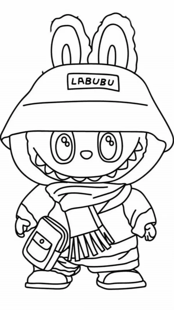 Bức tranh Labubu chơi bong bóng xà phòng lấp lánh