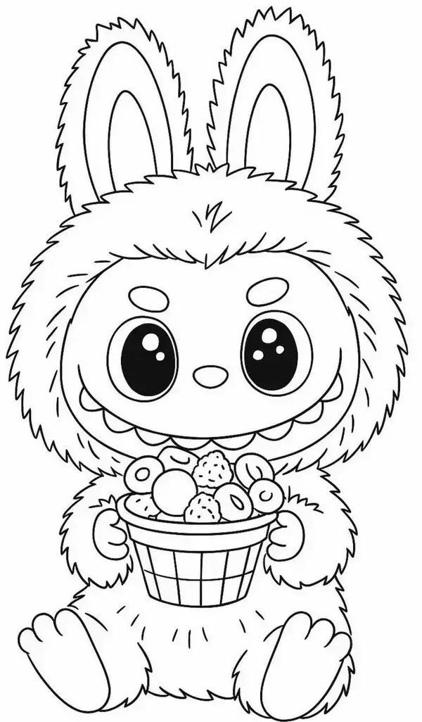 Trang tô Labubu cùng bạn thỏ trang trí bánh ngọt