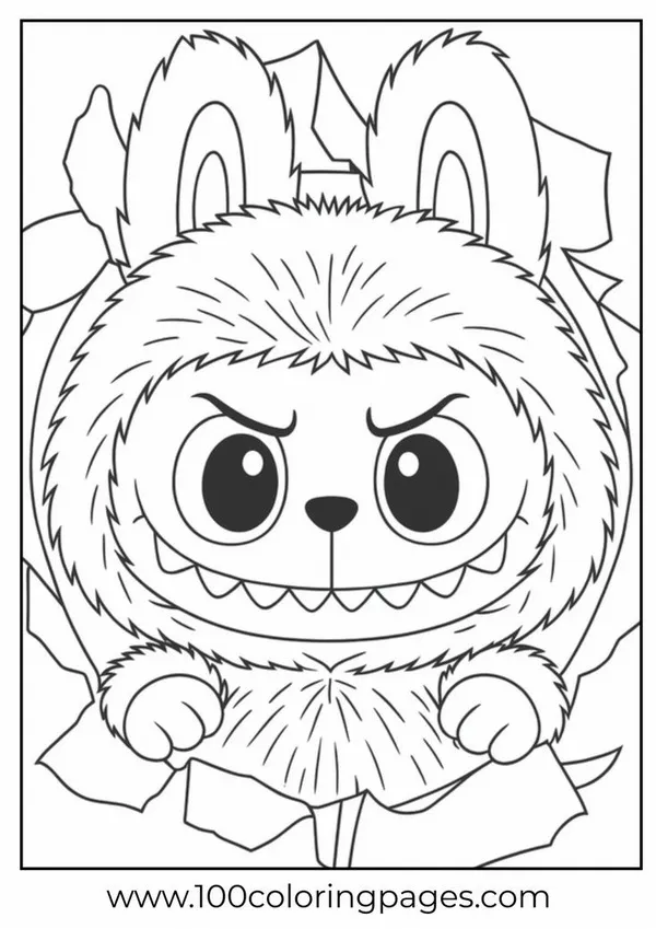 Hình tô Labubu đội mũ chóp cười khúc khích bên bạn ốc sên