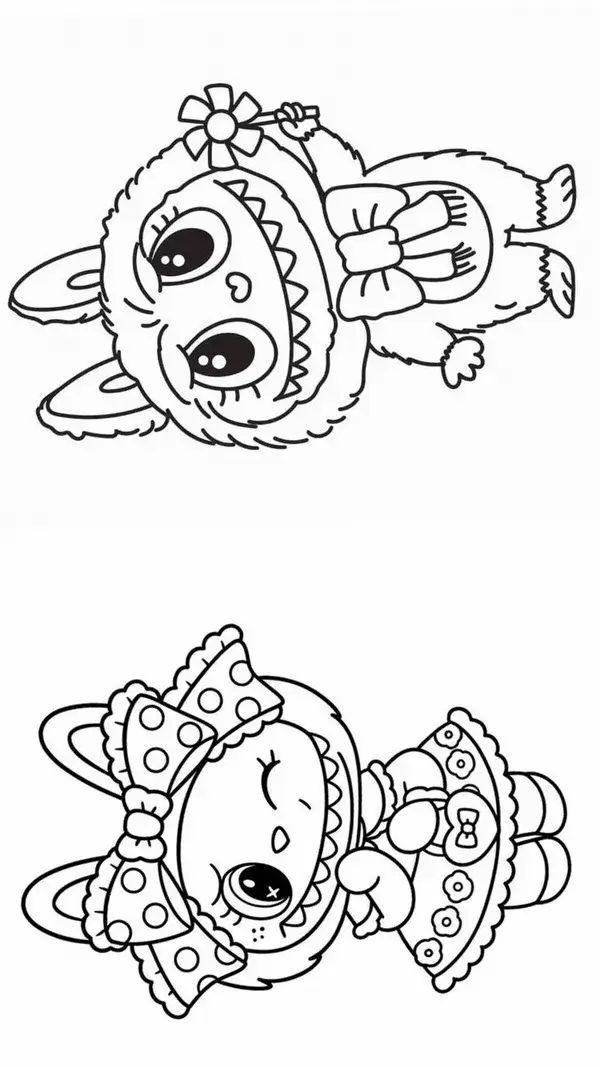 Bức tranh Labubu cầm bó hoa tươi tặng bạn nhỏ