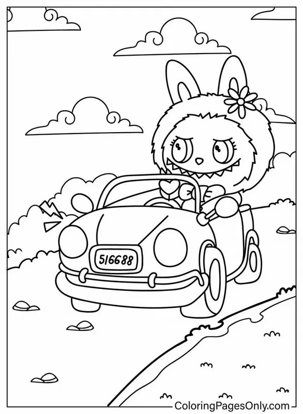 Hình tô Labubu thổi bong bóng bay khắp trời