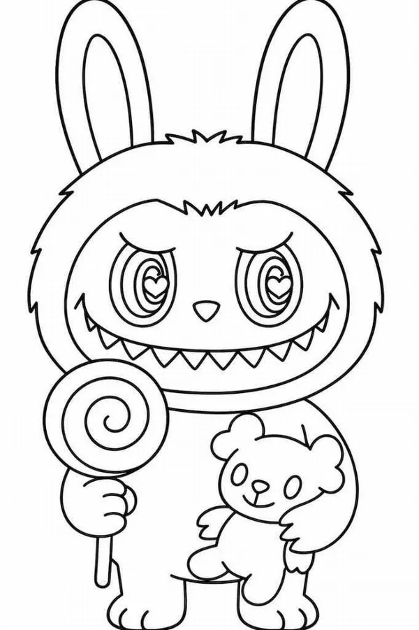 Hình tô Labubu đeo kính râm dạo biển mùa hè vui nhộn