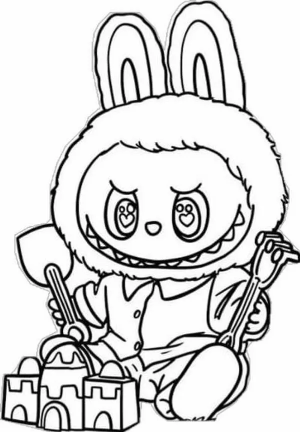 Hình tô Labubu đội mũ lông trắng trông đáng yêu hết nấc