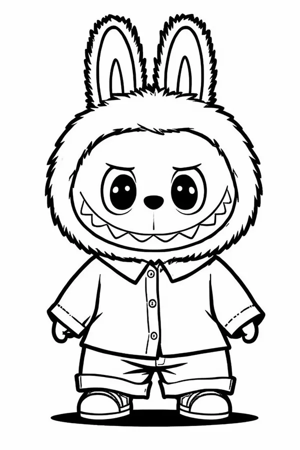 Hình vẽ Labubu mặc đồ bóng đá, đá tung lưới cười tít mắt