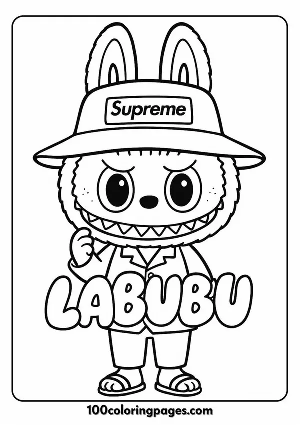 Tranh tô màu Labubu cười toe toét với mái tóc dựng cực vui