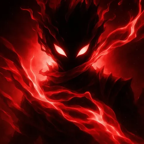 Hình đại diện cute ác quỷ nổi độ tương phản đỏ đen mạnh