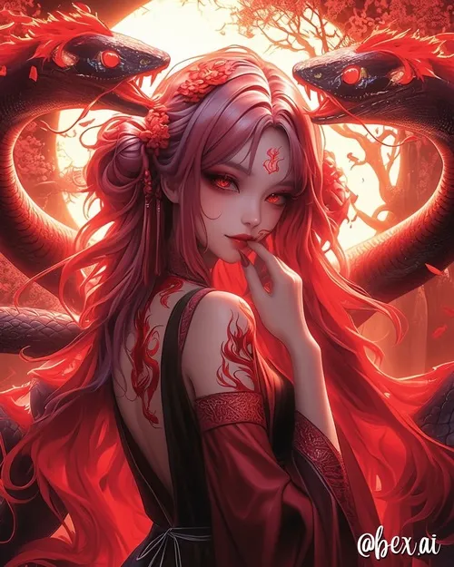 Gợi ý ảnh profile ác quỷ nữ tông đỏ đen với thần thái lạnh