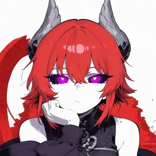 Hình đại diện Tiktok Akuma kết hợp đôi mắt đỏ rực