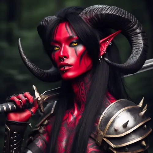 Hình đại diện ngầu bóng quỷ ôm lấy sừng quỷ u tối