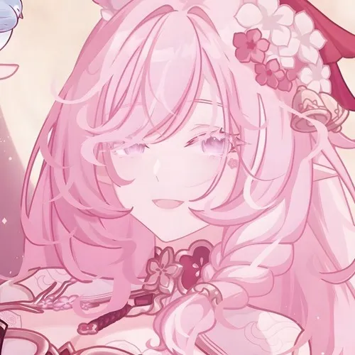 Hình đại diện ngầu anime màu hồng cute ánh mắt sáng long lanh