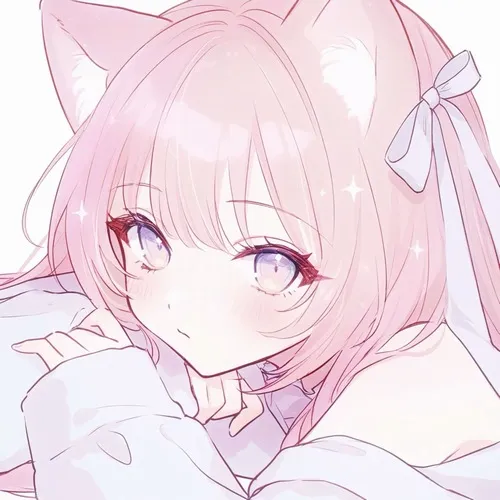 Ảnh avatar Facebook anime màu hồng cute kèm hiệu ứng lấp lánh nhẹ