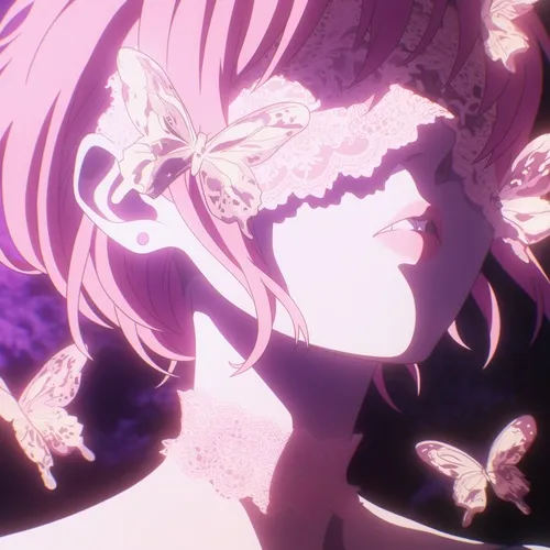 Hình profile anime màu hồng cute trong nét vẽ mềm mại