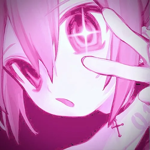 Ảnh profile anime màu hồng cute hé biểu cảm xinh đáng yêu