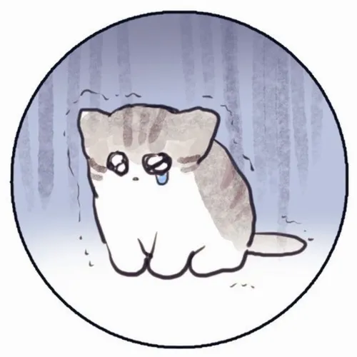 Hình avatar cute mèo chibi rưng rưng giữa màu trung tính dịu nhẹ