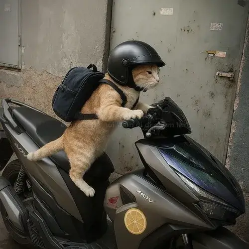 Hình đại diện ngầu mèo hài hước giữa phông nền đơn sắc rất gọn