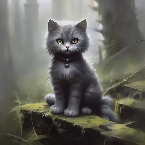 Hình đại diện cute mèo lạnh tạo đường lông dựng theo độ tương phản mạnh